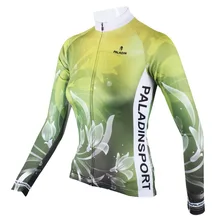 Паладин "Зеленая Лилия" женские длинный рукав Велоспорт Джерси велосипед рубашка Велосипедная форма