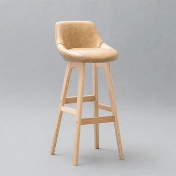 

European Bar Chair Solid Wood Home Back Bar Chair Rotating Bar Stool Fashion Modern Minimalist Creative High Stool Counter Stool