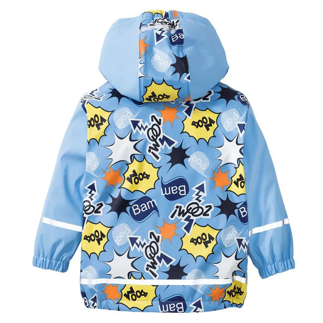 2018 Autumn Winter 2-7 Years Children PU Jackets Warm Waterproof Windbreak Outdoors Clothes Hooded Fleece Boys Raincoat Poncho