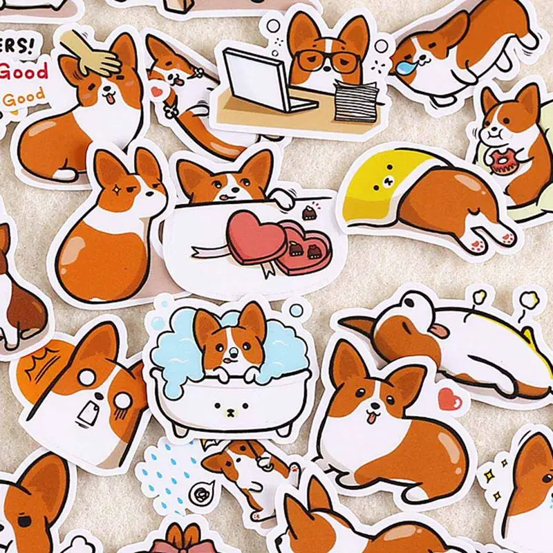 39 шт./компл. креативные милые самодельные корги собака с милой собачкой Скрапбукинг декоративные наклейки