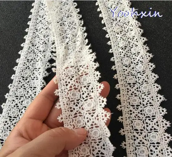 

5cm Wide Modern White cotton embroidery flower lace collar Fabric Sewing Applique DIY fringe ribbon trim Women dress decor