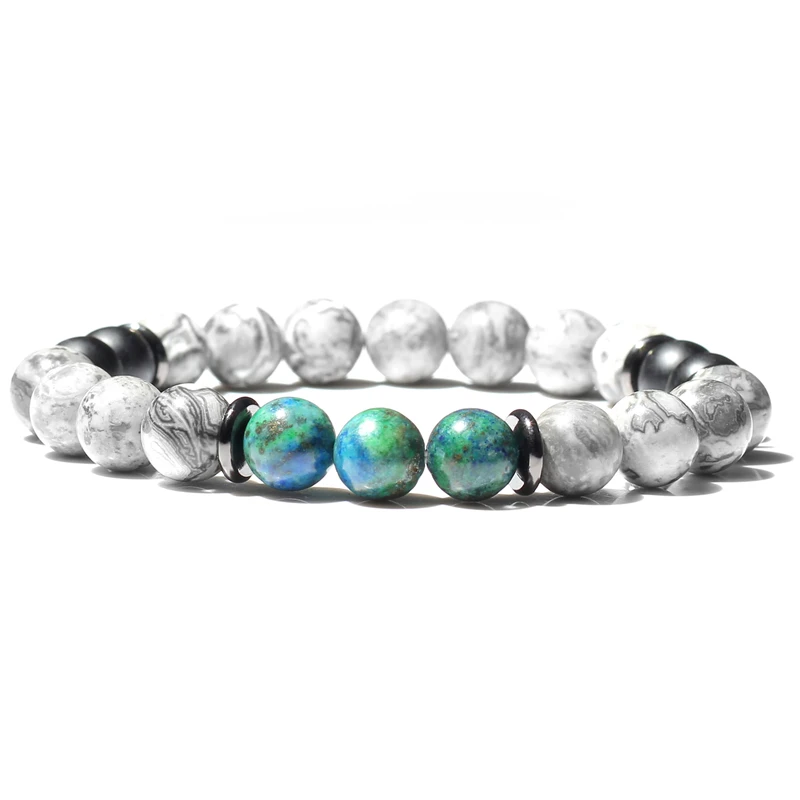 Натуральные браслеты из камней, очаровательные женские бусы, мужские белые браслеты, браслет с цепочкой, модные ювелирные изделия - Окраска металла: FD0561