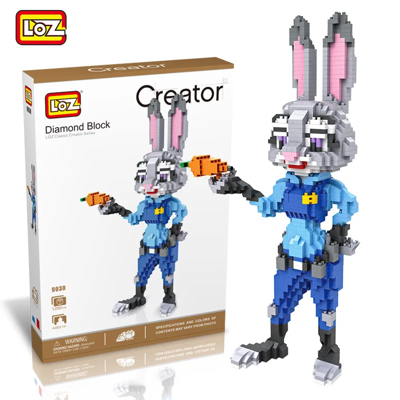 

LOZ Diamant Blocs Briques de Bande Dessinee Lapin Jouet pour Enfants Zoo Animal Action Figure Assemblee Batiment Jouet Cadeau