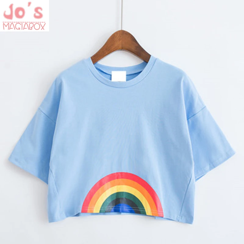 

Cartoon Kawaii harajuku tshirt women clothing love printed Shirt Rainbow dog Cat Floral cute t-shirt women top Tee unicorn
