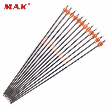 

6/12/24 pcs 30 Inches Pure Carbon Arrows Spine 350 Outer Diameter 7.6mm Replaceable Tips for Compound Bow Archery Hunting