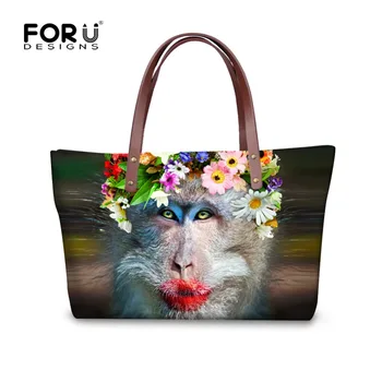 

FORUDESIGNS New Style Women Shoulder Bag Cute Monkey Print Fashion Large Capacity Ladies Casual Bag Elastic Waterproof Durable