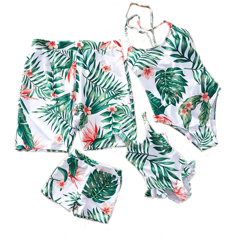 

Family Matching Swimwear Mother Daughter Swimsuit Mommy And Me Bikini Clothes Family Look Father Mom Daughter Son Bathing Suit