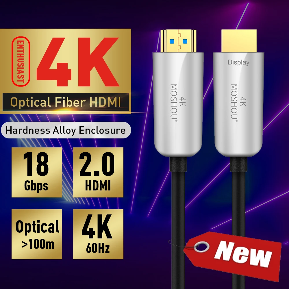 MOSHOU Enthusiast Оптическое волокно HDMI 2,0 кабель HD 4 к кабель 60 ГГц 18Gbs с аудио и Ethernet HDMI шнур без потерь HDMI кабель