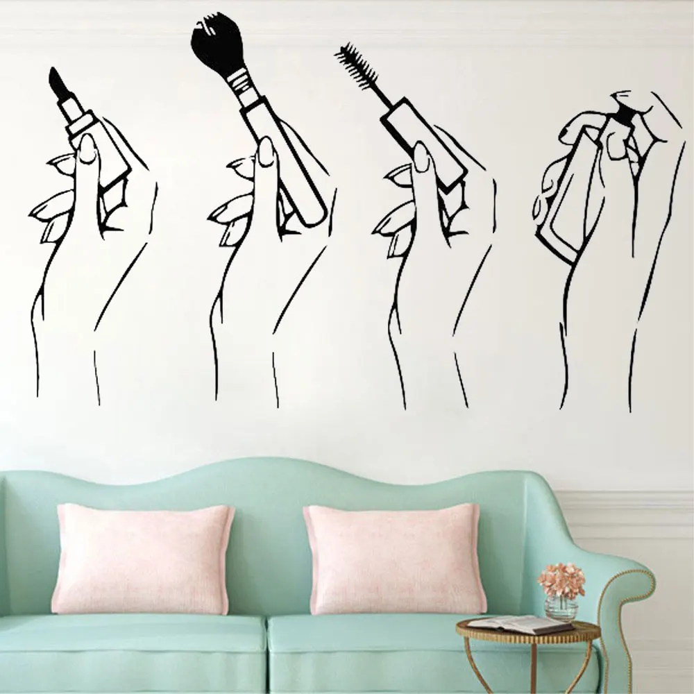 Арт Спальня наклейка настенные наклейки Make Up Красота салон для девочек Wall Art