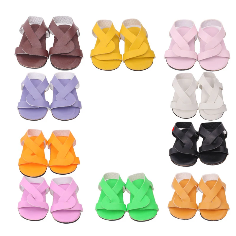 18 pouces filles poupée chaussures sandales minimalistes 10 couleurs robe chaussures américain nouveau-né accessoires bébé jouets fit 43 cm bébé s188