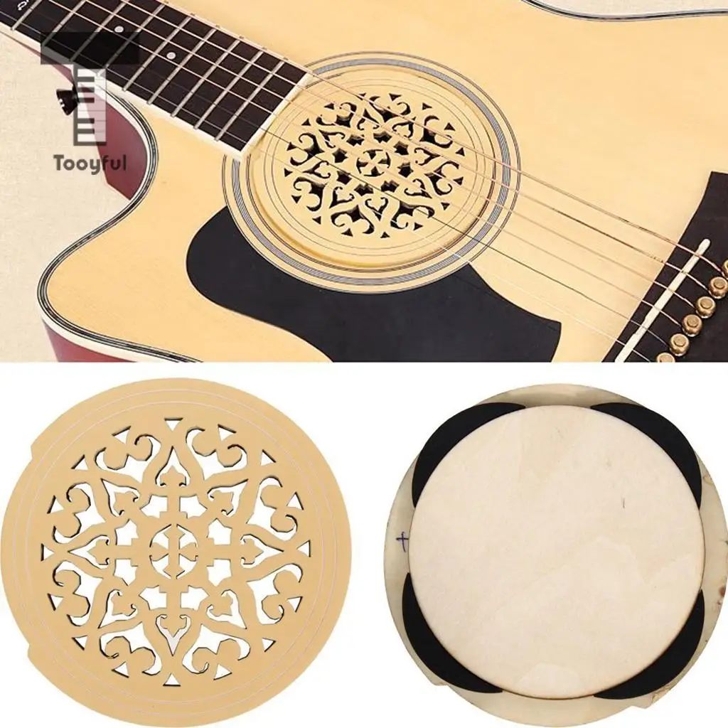 Tooyful Wood Acoustic Guitar Soundhole Cover Feedback Buster for 40'' 41'' Guitar Parts Accessories