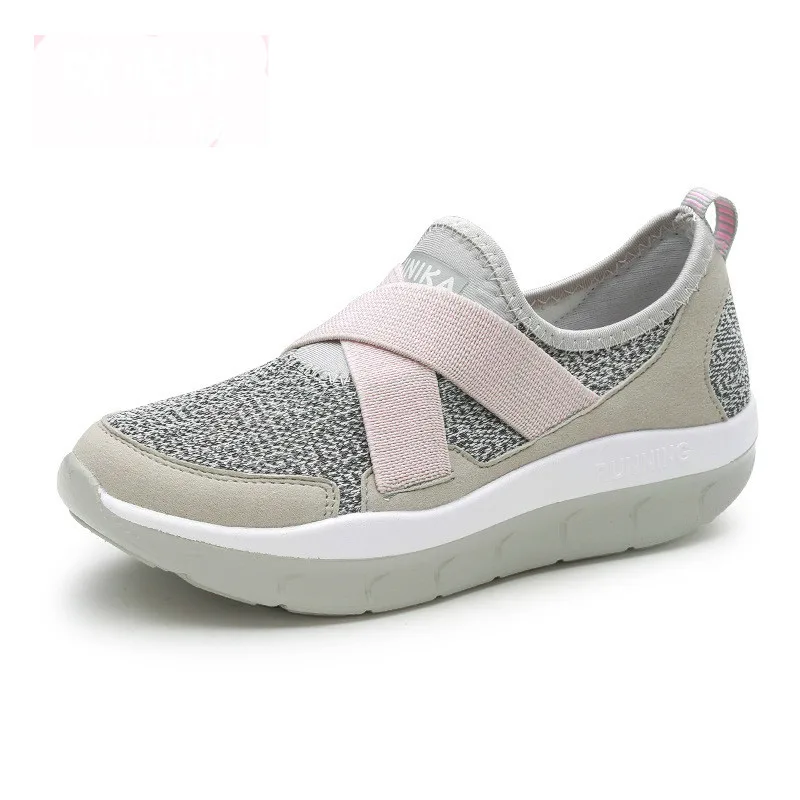 

SWONCO Autumn Shoes For Woman Platform Sneakers Slip On 2019 Autumn Middle-aged Wedge Sneakers On Platform Casaul Shoes Female