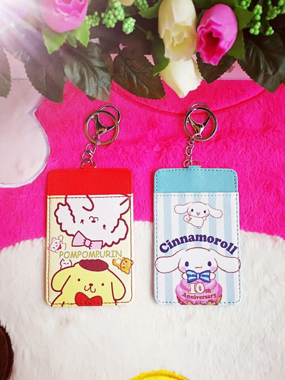 Ivyye 1 шт. Cinnamoroll Pom Purin аниме, плюшевая держатель для карт из искусственной кожи с отделением для кредитных сумки монета автобус Чехол-портмоне с отделением для карт для маленьких девочек подарки на