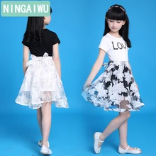 Детская одежда, платье для девочек, летняя одежда, новые детские платья принцессы с короткими рукавами для 5, 6, 8, 10, 12, 14 лет