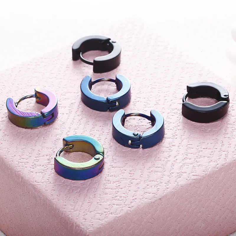 

SexeMara Small Earrings Silver Gold Stainless Steel Earring for Women Men Earring Colored Circle Earrings Jewelry