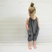 Модная одежда для детей, Детская мода Спортивный костюм для девочек розовый комбидресс Дети брючный костюм без рукавов для девочек летние без спинки одежда для От 0 до 7 лет