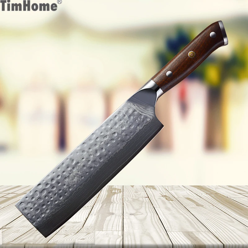 7 дюймов 67 слоев дамасской стали ножи накири Timhome кухонные Мясник нож шеф повара с