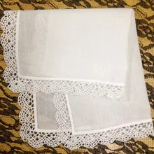 Модные vintage12pcs/lot 12x1" белый мягкий хлопок Для женщин Платки носовые для девочек Кружево Свадебные Платки вышитые Кружево краями невесты