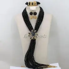 Золотые и черные африканские бусы,, Свадебный комплект ювелирных изделий ручной работы, нигерийский костюм, свадебные комплекты,, AIJ471