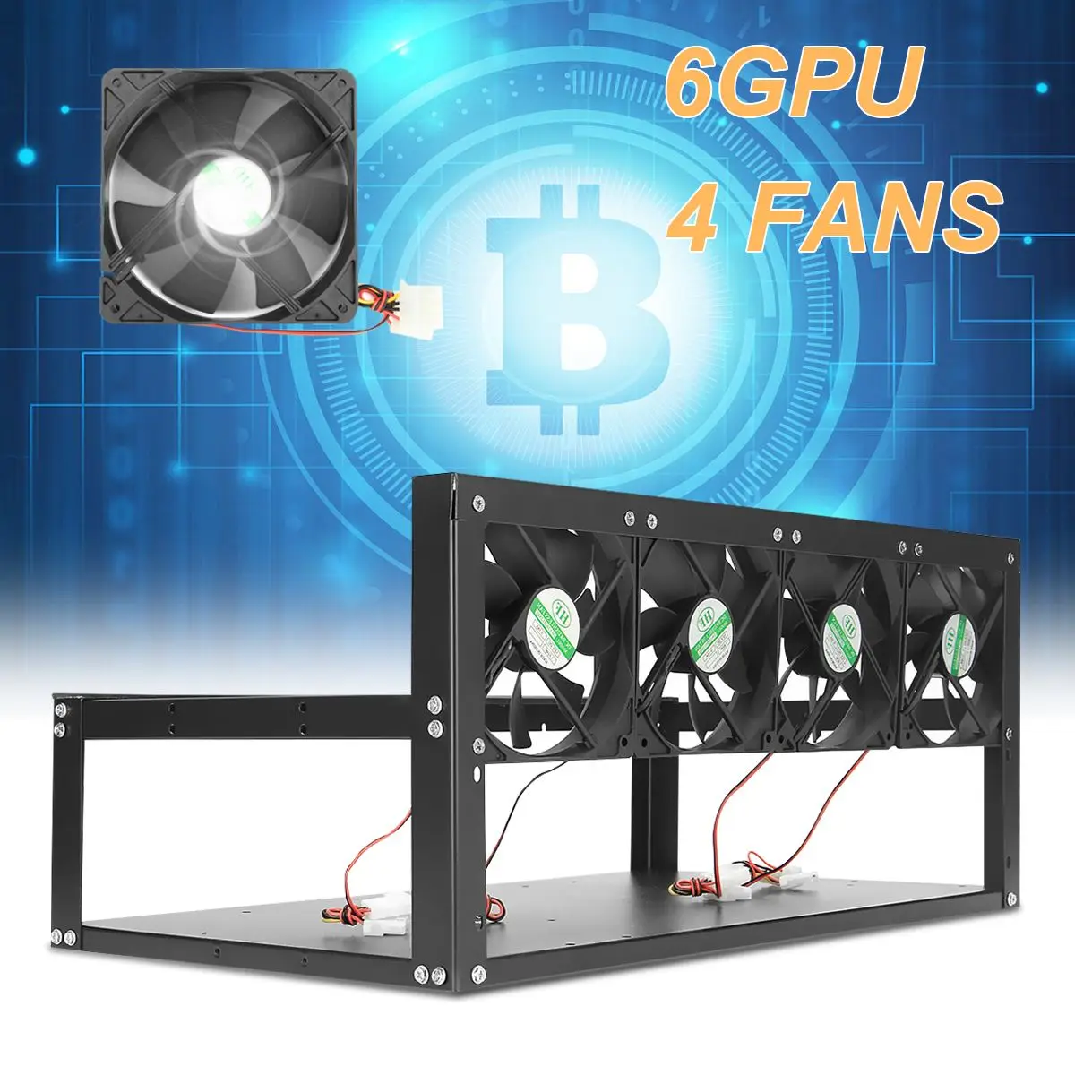 6 GPU 4 Fans Open Air Pro Bergbau Computer Legierung Fall Rahmen Rig 4 für 6 GPU ETH BTC ZEC ethereum Kaufen