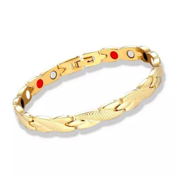 Магнитный Браслеты для Для женщин Для мужчин с модным металлическим оздоравливающий браслет акриловый браслет Лидер продаж, для мужчин и женщин, браслеты с подвесками - Окраска металла: Golden