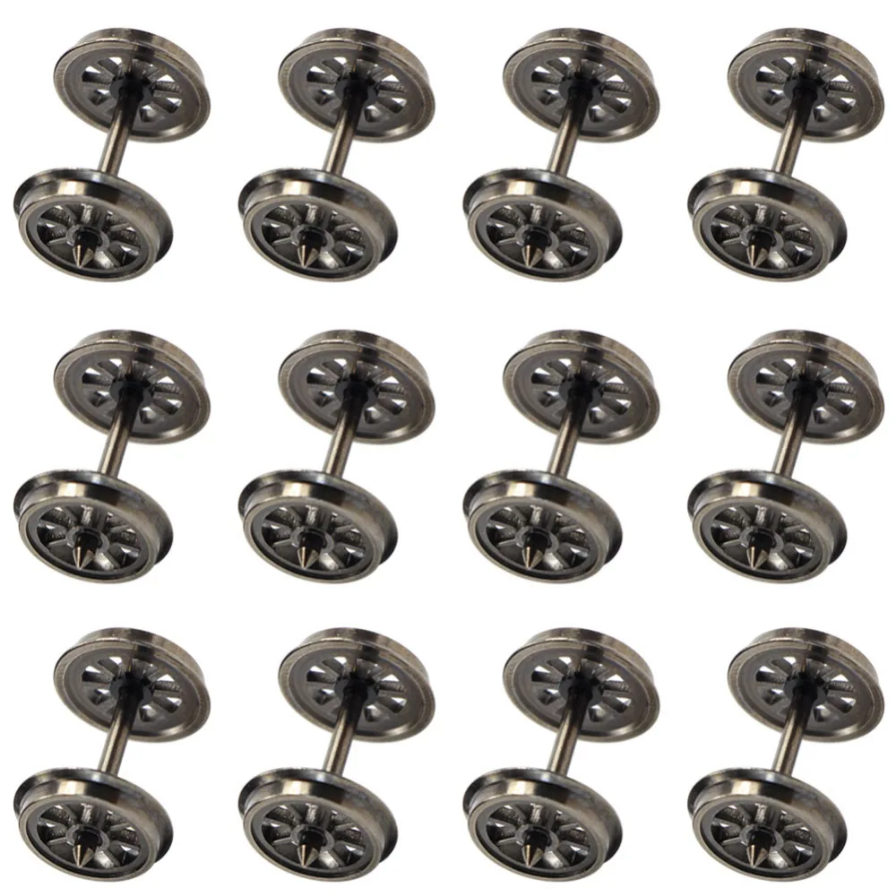 

HP1487 12pcs/24pcs HO Scale 36'' Metal Wheels for Model Trains 1:87 DC Wheels set Railway Layout