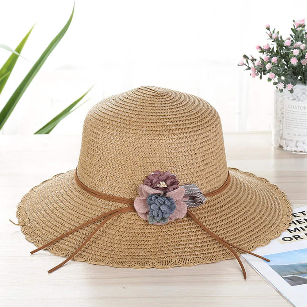 النساء الأشعة فوق البنفسجية حماية عطلة الصيف الأزياء هدية قبعة الشمس بسيطة ظلة طوي الحواف القش في الهواء الطلق شاطئ كاب الجانب زهرة النساء الأشعة فوق البنفسجية حماية عطلة الصيف الأزياء هدية قبعة الشمس بسيطة ظلة طوي الحواف القش في الهواء الطلق شاطئ كاب الجانب زهرة