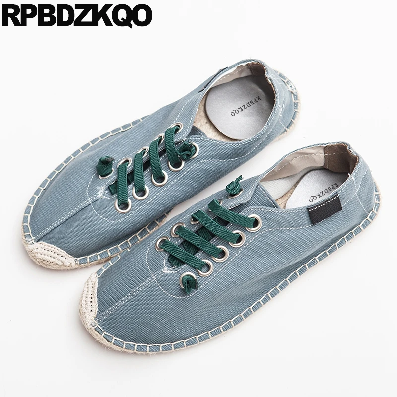 

Espadrilles Flats Rubber Comfort Vintage Canvas Footwear Blue Retro Designer Casual Shoes Men Hemp 2018 Breathable Lightweight