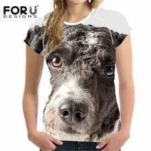 FORUDESIGNS/женская футболка с принтом испанской водной собаки, короткий рукав, Повседневная дышащая женская футболка, летние топы с круглым вырезом для девочек