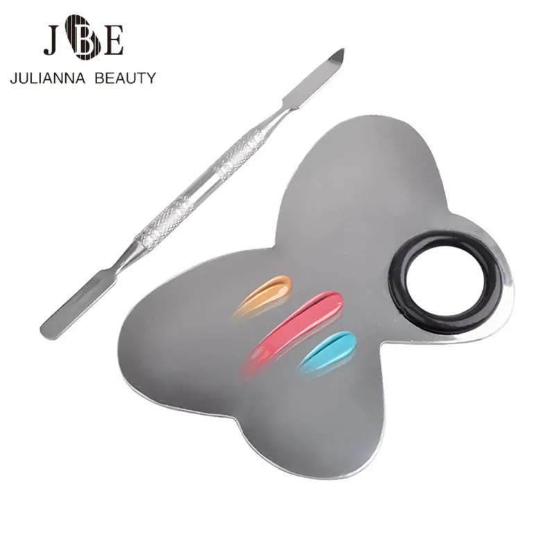 

1 Set Metal Nail Art Color Palette Foundation Mix Acrylic Gel Polish Butterfly Painting Drawing Color Paint Dish Palettes Tools