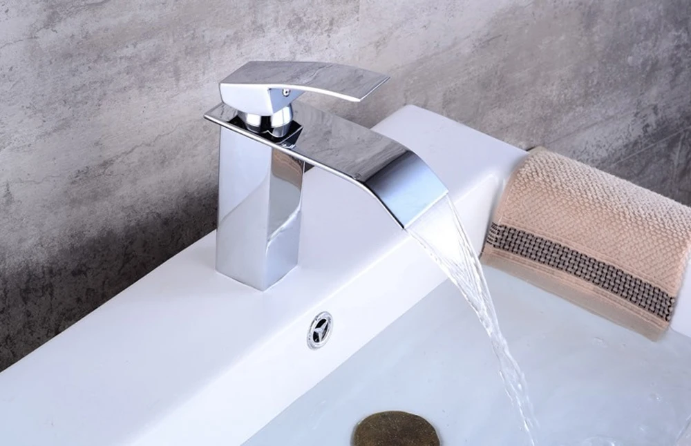 BAOLINLONG النحاس الطابق جبل صنابير حمام الغرور أحواض من الزجاج خلاط الشلال الحنفية الحنفية