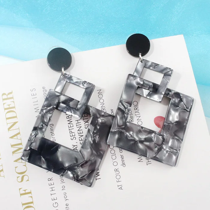 

1 Pair Imitation Square Circle Studs Round Cabochon Geometric Pendant Charms Dainty Jewelry DIY Earring