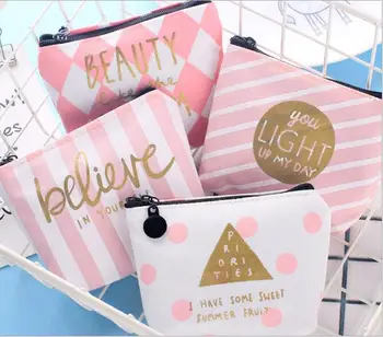 

12pcs/lot Spring Fresh Design Believe Pink Zipper Coin Wallet Purse Storage Case Kids Birthday Christmas Gifts Party Favor