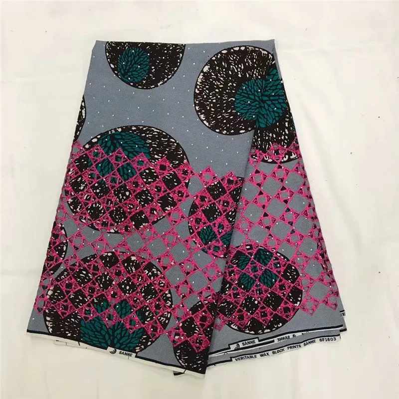 

DF!African wax with stones high quality african ankara fabric floral prints real wax 100%cotton for party dresses 6 Y ! P102982