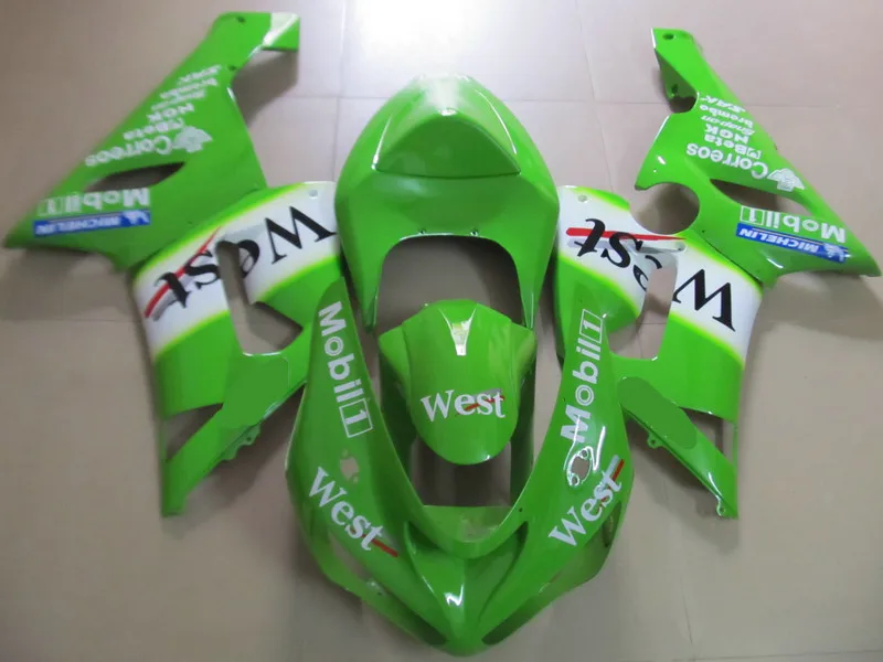 

Motorcycle Fairing Kit for KAWASAKI Ninja ZX6R 636 05 06 ZX 6R 2005 2006 zx6r ABS WEST Green white Fairings set+7gifts KU16