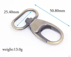 1 дюйм (25 мм) Античная бронза поворотный карабин металлические застежки