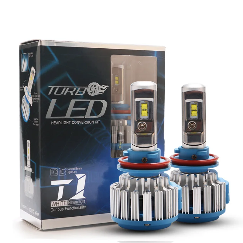 

T1 LED Headlight Car Light Blub H7 6000K Free Shipping H1 H3 H11 9006/HB4 9005/HB3 H4 High Low Beam H13