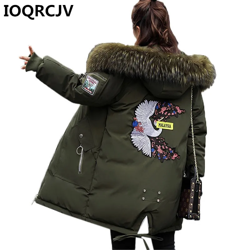 

Winter Women Jacket Long Thick Parkas Jacket Big Fur Hooded Wadded Coat Female Warm Down Cotton Jackets jaqueta feminina R614
