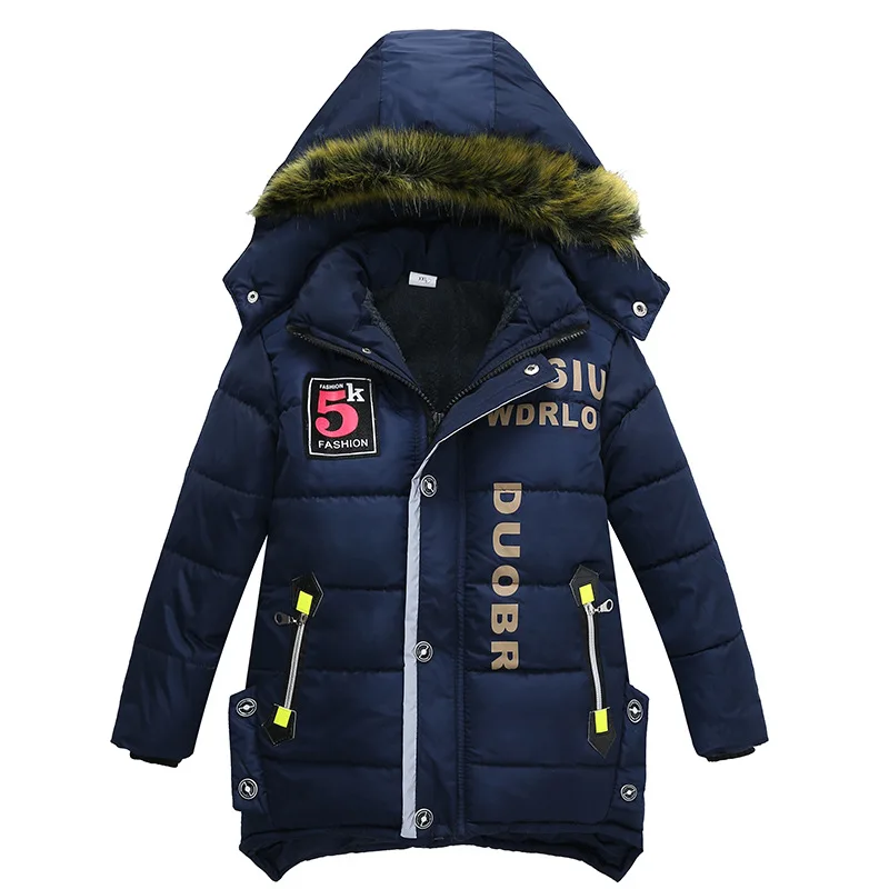 Одежда для детей от 3 до 6 лет Детское пальто Зимняя теплая куртка с буквенным принтом хлопковая куртка с капюшоном для мальчиков - Цвет: as picture