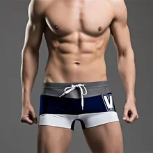 Men’s Swimming Trunks Swim Boxers Swimsuits Nylon Sport Shorts Patchwork Underwear Sexy Swimsuit Quick Drying Swimwear Gifts
