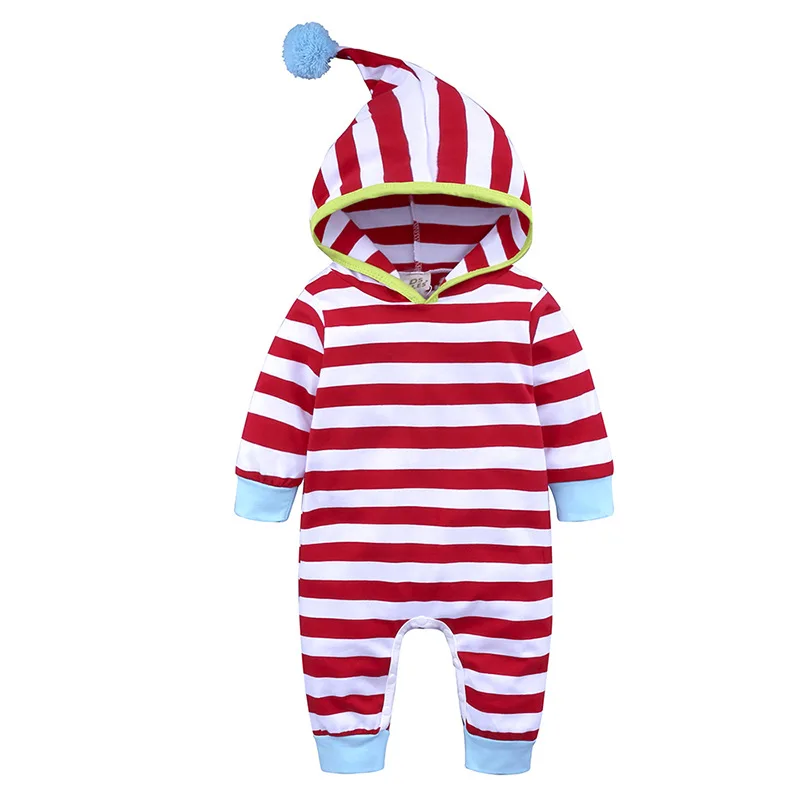 

2019 Newborn Baby Girl Clothes Striped Hooded Long Sleeve Romper Infant Cotton PP Pocket Playsuit Tracksuit Outfit Infant Clothe