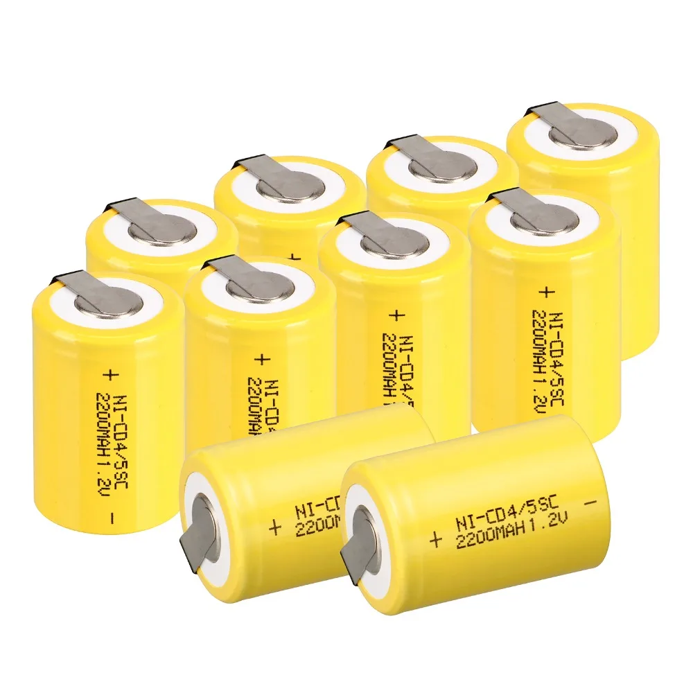 

Anmas Power 2-16pcs 1.2V 4/5 SC Sub C 2200mAh Ni-CD nicd Sub C Rechargeable Batteries Yellow Color with Tab