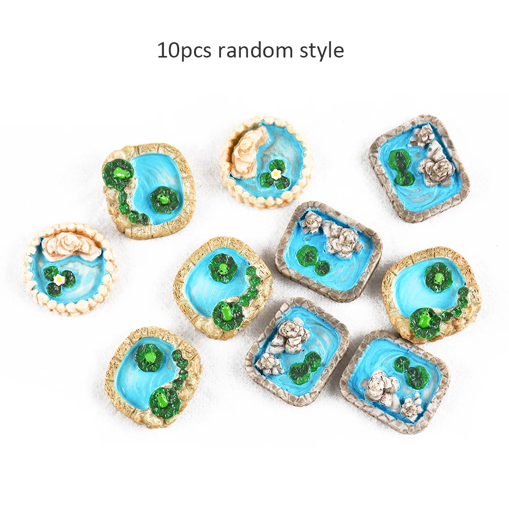 

10pcs Miniature Mini Pool Resin Fairy Garden DIY Craft Model Decor Terrarium Figurines Succulents Ornament Resin Craft random