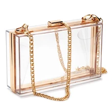 Женский прозрачный акриловый кошелек-мессенджер, вечерняя сумка на цепочке, золотистого/серебряного цвета(China)
