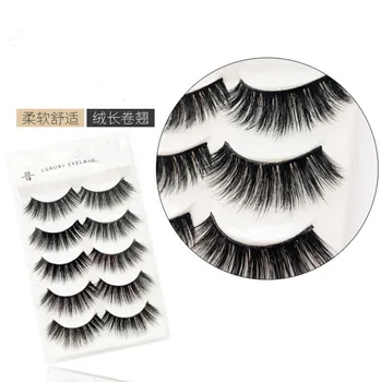 

5 pairs 3D mink lashes false eyelashes natural makeup eyelash extension long cross volume soft fake eye lashes winged faux cils