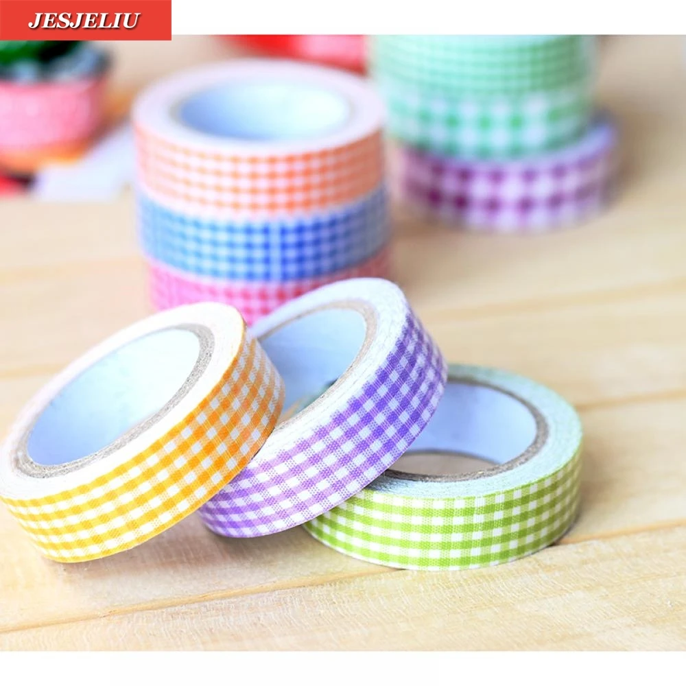 

Colorful 15mm Washi Decorative DIY Tape Grid Crafts Adhesive Scrapbooking Paper Sticker cute Tape For Paper Book Decoration