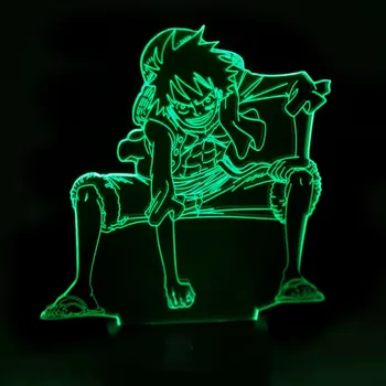 

3D Lamp Anime One Piece Luffy Figure Table Lamp USB Color Changing Atmosphere Child Sleeping LED Night light Boy Birthday Gift
