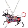 Bonsny – collier porte-bonheur en alliage métallique pour femme, pendentif en forme de taureau du zodiaque, chaîne ras du cou, en émail, à la mode ► Photo 3/6