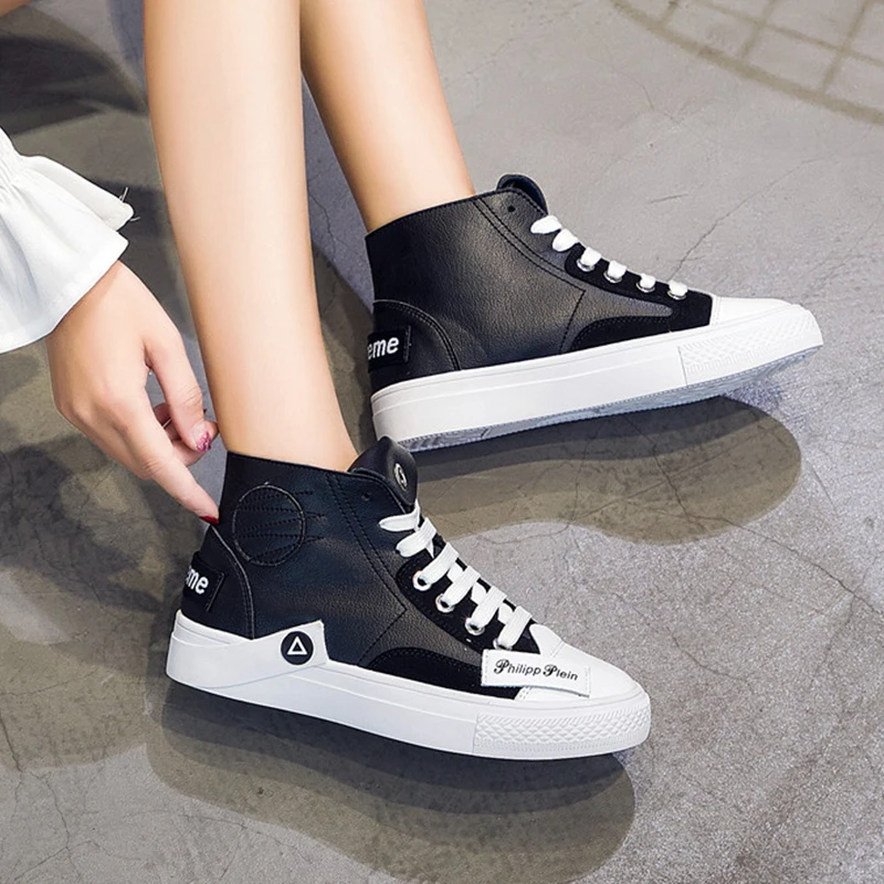 

2018 Hip Hop Girl Flat White Shoes European Station Street Dance with Personality Korean Version of The New Leather Sneakers 5