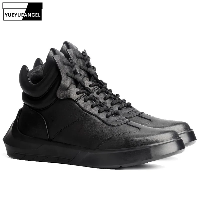 

Man Shoes Genuine Leather Fashion Warm Casual Leather Shoes 2019 Autumn High Quality Footwear Black Round Toe Ankle Shoes
